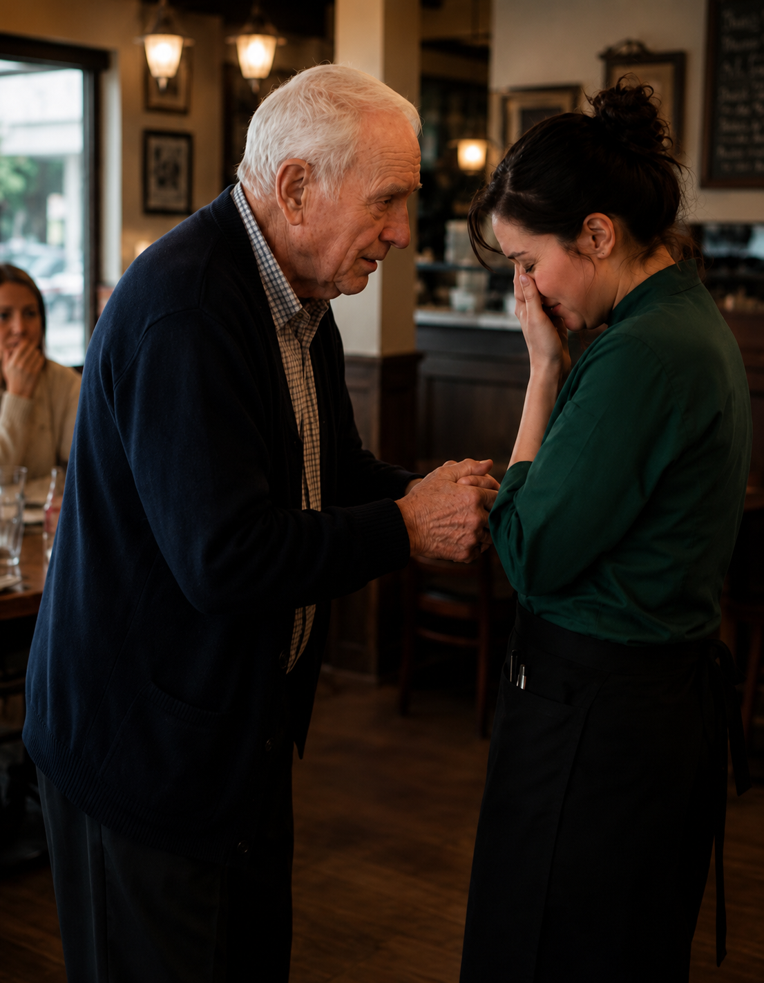 Everyone Thought the Waitress Was Being Rude to an Elderly Man — Then He Said Something That Silenced the Entire Restaurant